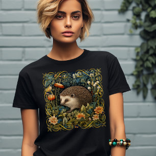 Cute Hedgehog Tapestry William Morris Stil T Shirt