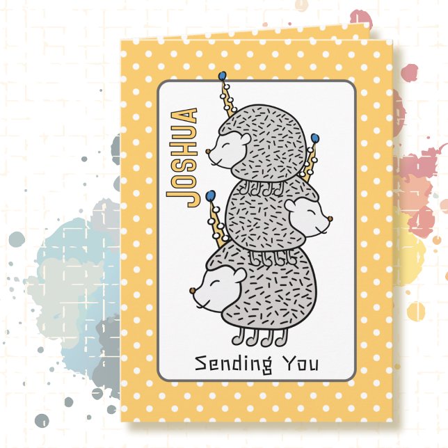 Cute Hedgehog Tecknad Grattis på födelsedagen för  Kort (Skapare uppladdad)