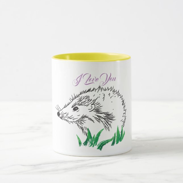 Cute Hedgehog Teckning Mugg (Center)