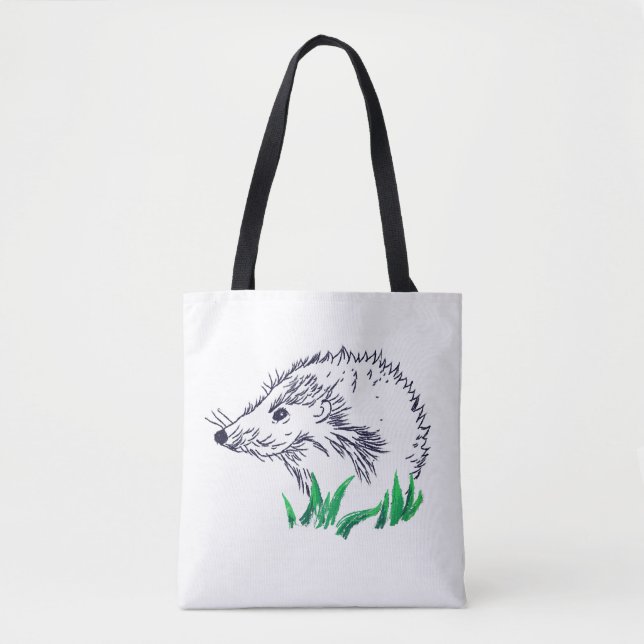 Cute Hedgehog Teckning Tote Bag Tygkasse (Framsida)