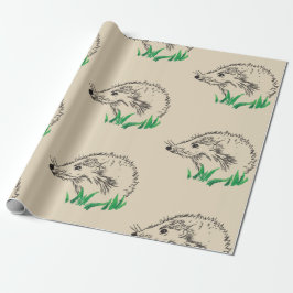 Cute Hedgehog Teckning Wrapping Papper Presentpapper