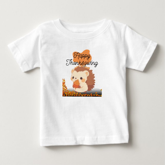Cute Hedgehog Thanksgiving Tee Baby (Framsida)