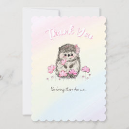 Cute Hedgehog-uppskattning tacksam regnbåge Tack Kort