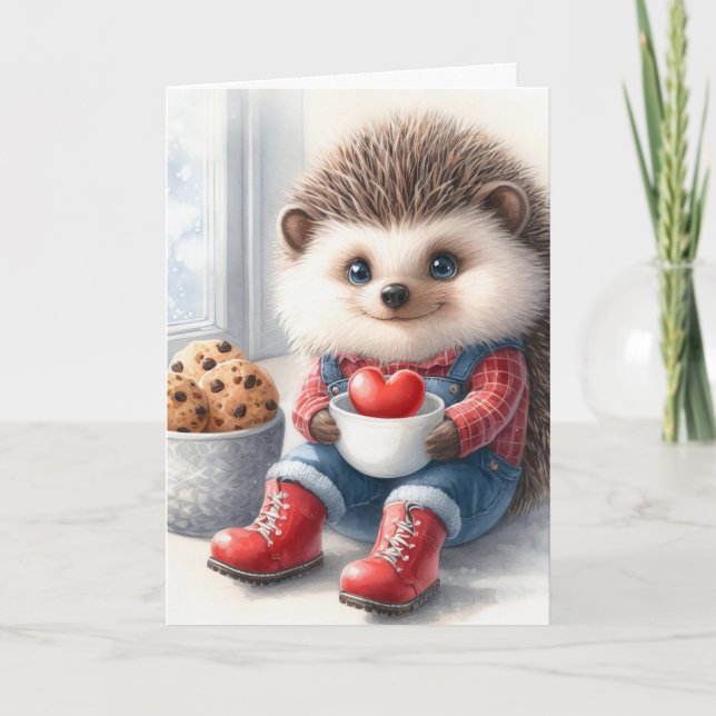 Cute Hedgehog Valentindagen Helgkort (Framsida)