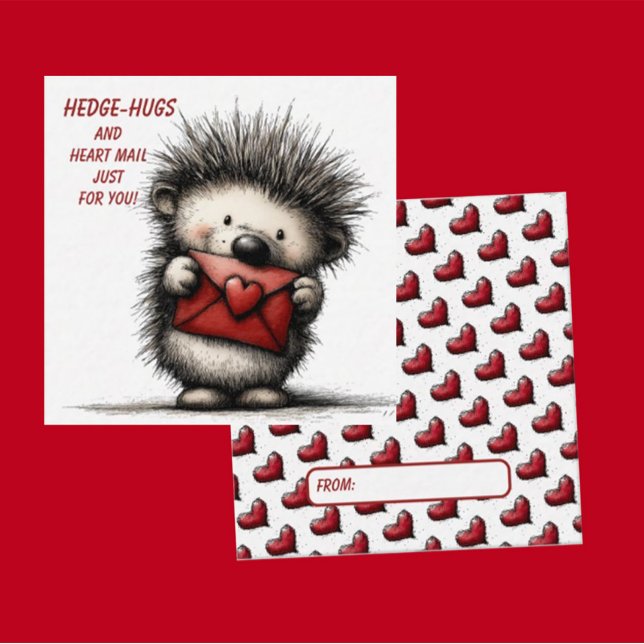 Cute Hedgehog Valentine Card  Anteckningskort (Skapare uppladdad)
