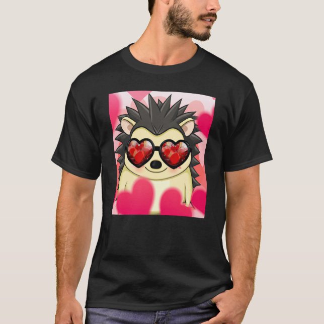 Cute Hedgehog  Valentines Day 2023 T Shirt (Framsida)