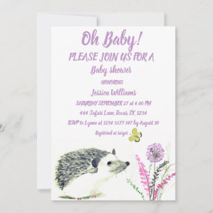 Cute Hedgehog Watercolor Woodland Animals Forest Inbjudningar