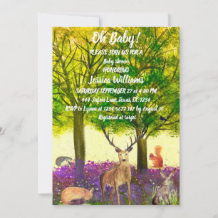 Cute Hedgehog Watercolor Woodland Animals Fox Hare Inbjudningar