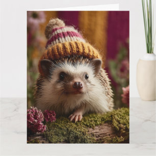Cute Hedgehog Winter Hat i Sticka Kort