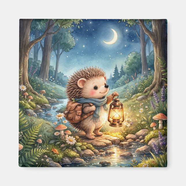 Cute Hedgehog With Lantern Fridge Magnet (Framsidan)