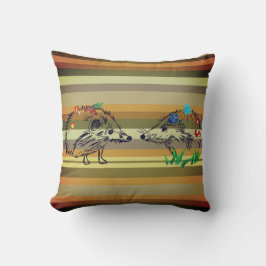 Cute Hedgehogs Fall Art Photography Cushion Kudde