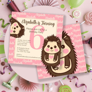 Cute Hedgehogs Girl Birthday Investigation Inbjudningar