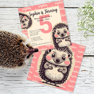 Cute Hedgehogs Girl Birthday Investigation Inbjudningar