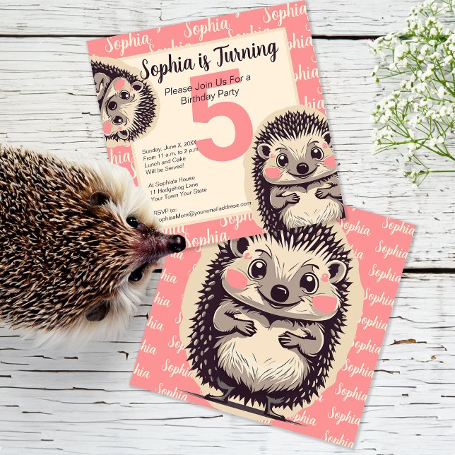 Cute Hedgehogs Girl Birthday Investigation Inbjudningar (Skapare uppladdad)