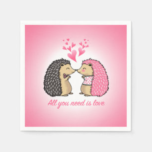 CUTE HEDGEHOGS KISSING HEARTS KÄRLEK DECOUPAGE PAP PAPPERSSERVETT