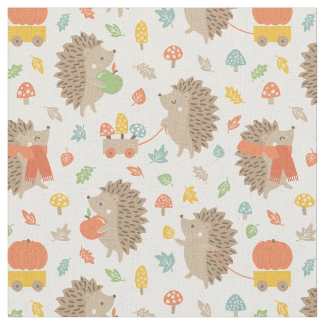 Cute Hedgehogs med Little Löv-grädde Tyg (Närbild)