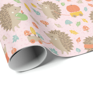 Cute Hedgehogs med Little Löv Rosa Presentpapper