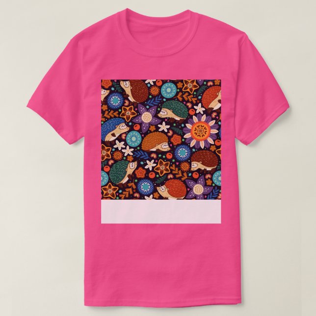 Cute Hedgehogs och Blommigt T Shirt (Design framsida)