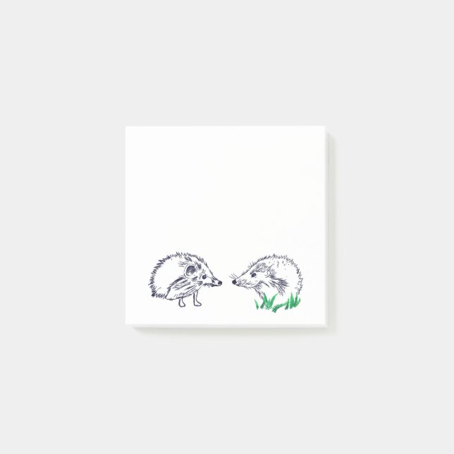 Cute Hedgehogs Teckning Post-it Notes Block (Framsida)