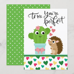 Cute Hedgehogs Valentine Cactus Du är Perfekt Julkort