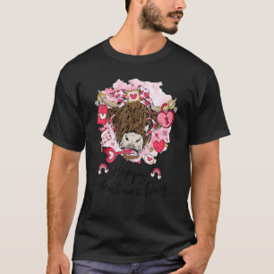 Cute Heifer Highland Cow Westernare Valentines day T Shirt