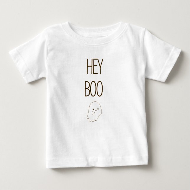 Cute Hej Boo Ghost Baby Top T-Shirt Halloween (Framsida)