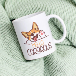 Cute Hej Corgi Hund Kaffemugg