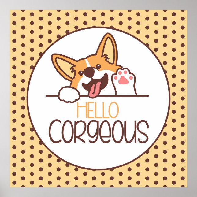 Cute Hej Corgi Hund Poster (Framsidan)