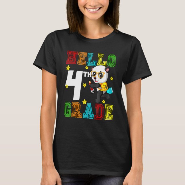 Cute Hej Fjärde Klass-läraren Student Panda back T Shirt (Framsida)