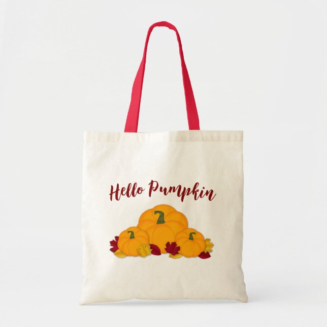 Cute Hej Pumpkin Höst löv Tygkasse (Framsidan)
