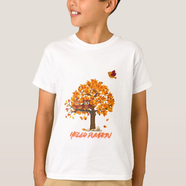 "Cute Hej Pumpkin Kids T-Shirt - Fall & Hallowee (Framsida)