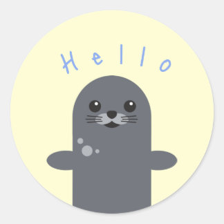 Cute Hej Seal Aquatic Animal Sticker Runt Klistermärke