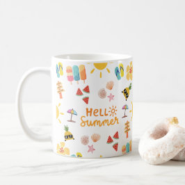 Cute Hej Sommsömlös Mönster Kaffemugg
