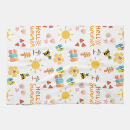 Cute Hej Sommsömlös Mönster Kökshandduk