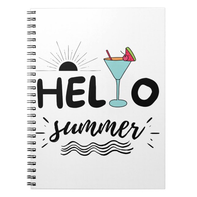 Cute Hej Summer Beach Anteckningsbok (Framsidan)