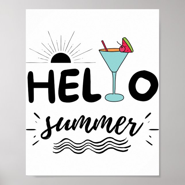 Cute Hej Summer Beach Poster (Framsidan)