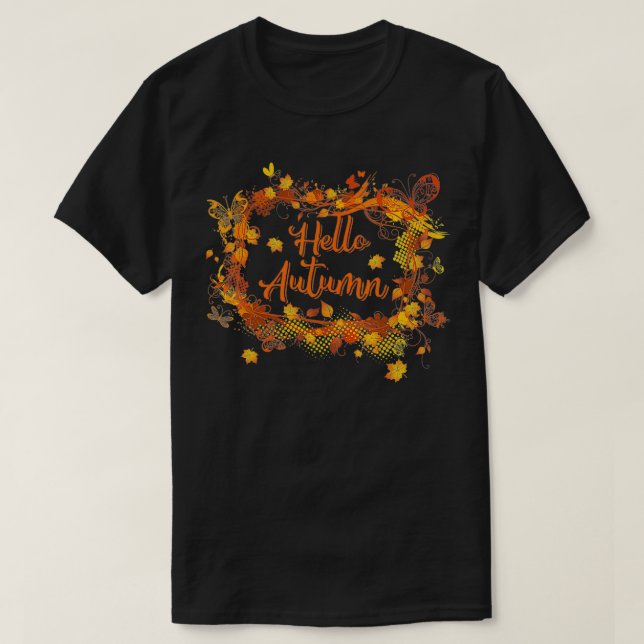Cute Hej Thanksgiving höstsäsong och fallkol T Shirt (Design framsida)