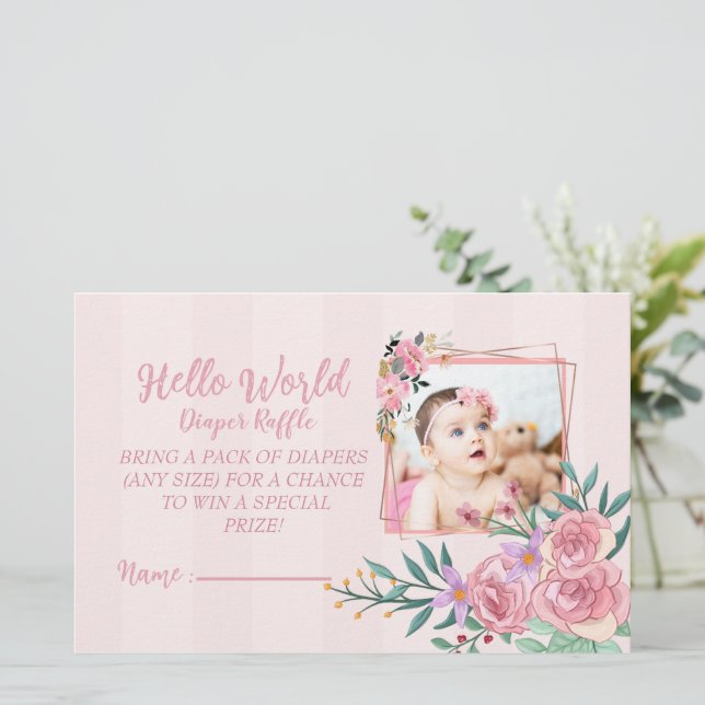 Cute Hej World Diaper Raffle för flickor Brevpapper (Stående Fram)