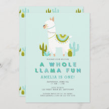 Cute Hela Llama Roligt Aqua Första Födelsedagsfest