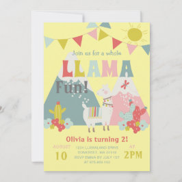 Cute Hela Llama Roligt Barns födelsedag Thmet Inbjudningar
