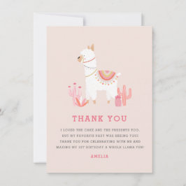 Cute Hela Llama-Roligtens Rosa första födelsedag Tack Kort