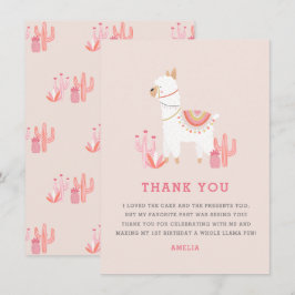 Cute Hela Llama-Roligtens Rosa första födelsedag Tack Kort