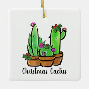 Cute helgdag Cactus cacti succulents Julgransprydnad Keramik