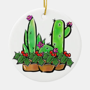 Cute helgdag Cactus cacti succulents Julgransprydnad Keramik