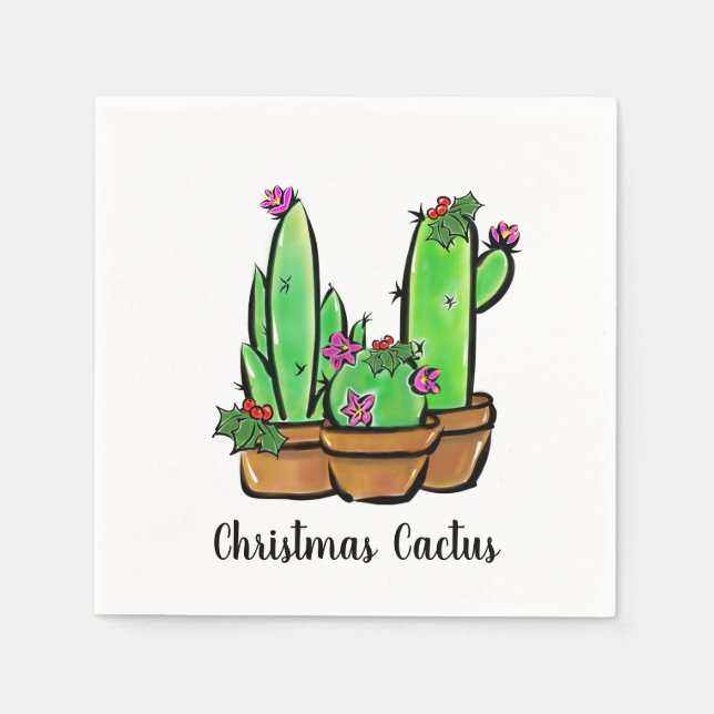 Cute helgdag Cactus cacti succulents Pappersservett (Framsidan)
