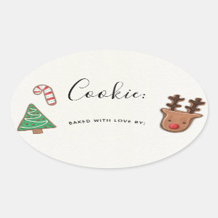Cute Helgdag Cookie Exchange-etikett Ovalt Klistermärke