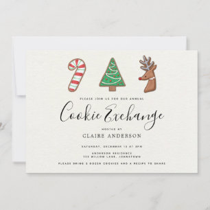 Cute Helgdag Cookie Exchange Inbjudningar