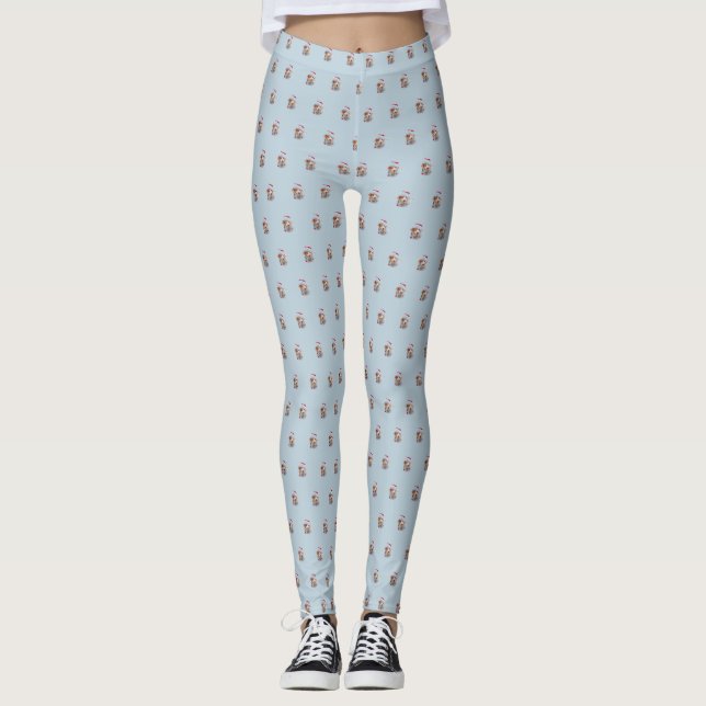 Cute helgdag Dachshund hund Julafton festive hat s Leggings (Framsida)