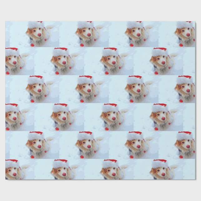 Cute helgdag Dachshund hund Julafton festive hat s Presentpapper (Platt)