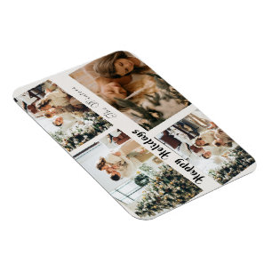 Cute Helgdag Family Collage accent Dekorativ kudde Magnet